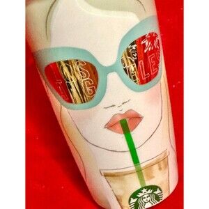 Starbucks Los Angeles LA Girl Sunglasses Ceramic Coffee Travel Mug 12oz Cali CA